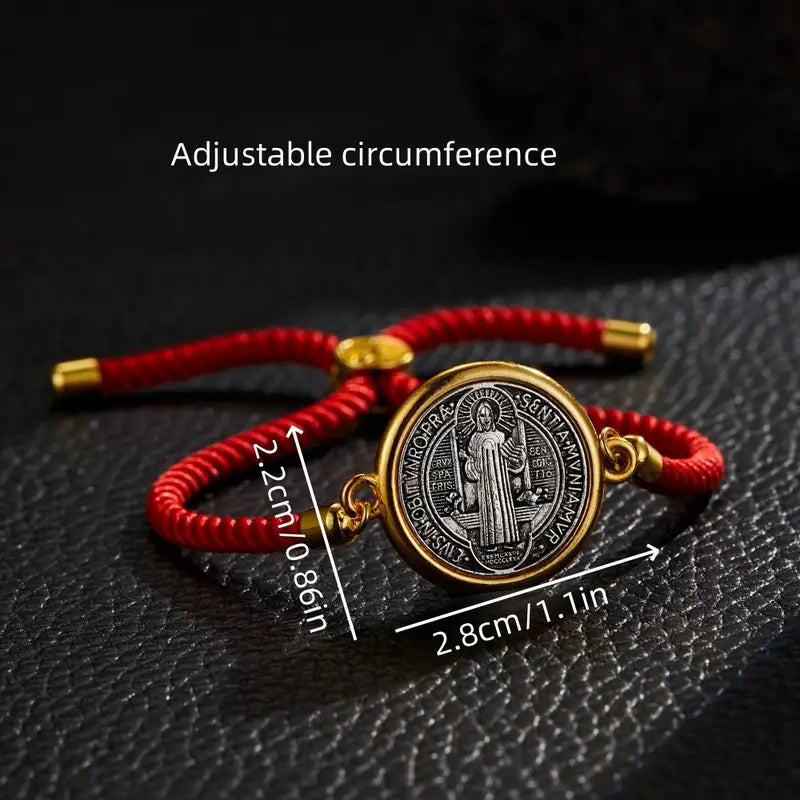 Pulsera de Protección San Benito con Cordón Rojo