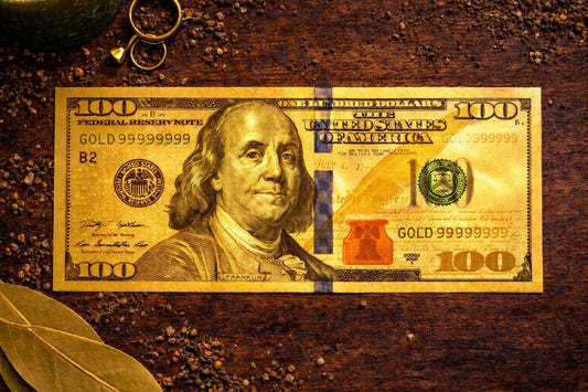 Billete dorado de la prosperidad para rituales Luckos Magic